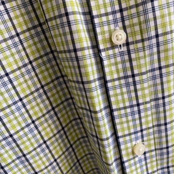 THOMAS DEAN button down💙💚100% Pima cotton!Front pocket,curved hem, cool design - Picture 5 of 8